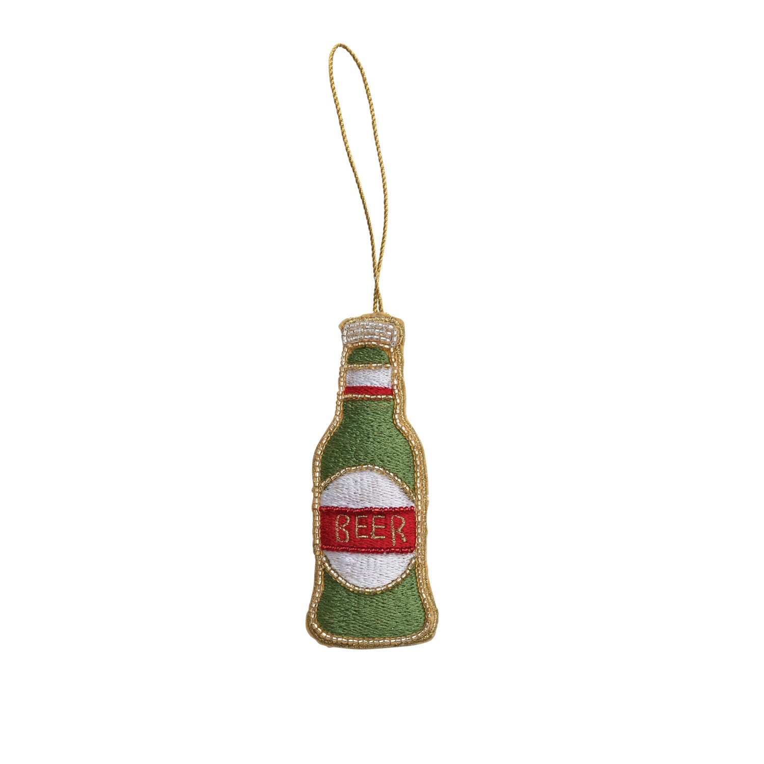 Embroidered Beer Bottle Ornament 