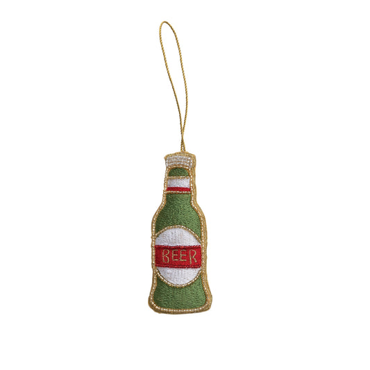 Embroidered Beer Bottle Ornament 