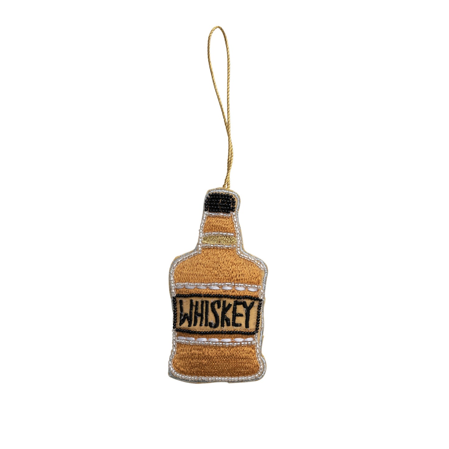 Embroidered Whiskey Bottle Ornament 